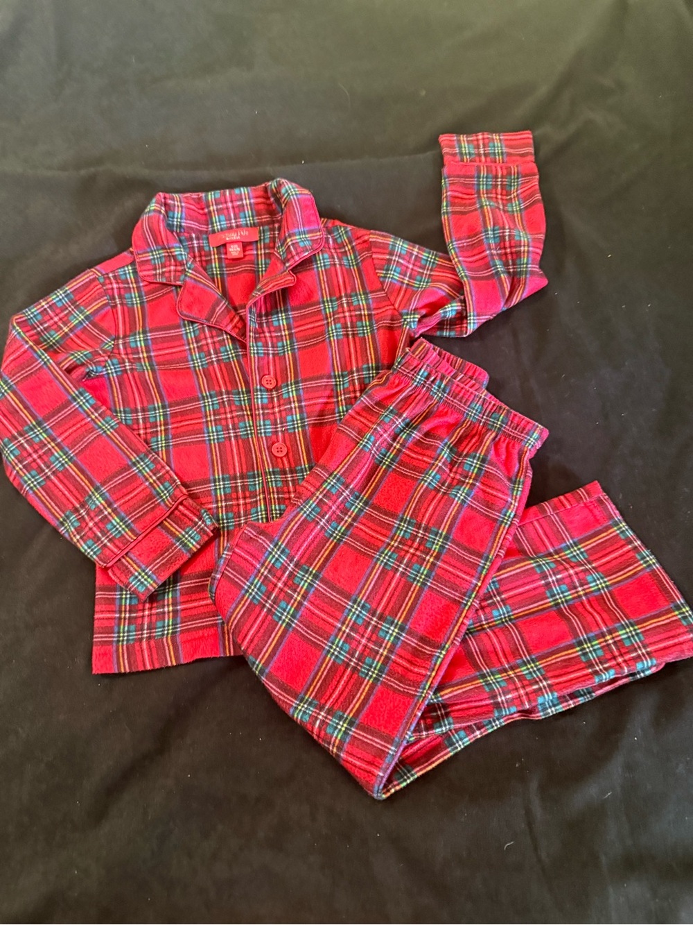 Toddler unisex Christmas pajamas red/green plaid size XS 4-5